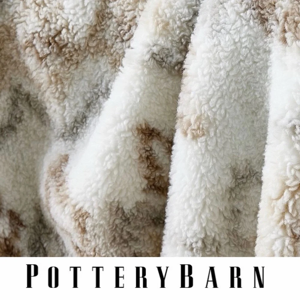 Pottery Barn Wallen Plush Sherpa Faux Fur Throw, MSRP $199